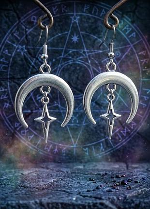 Оригинальные мистические серьги "месяц и звезда" 🌙 ✨