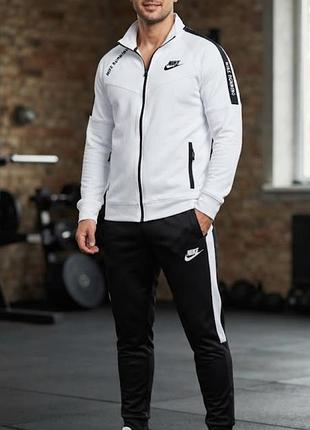 Стильний чоловічий спортивний костюм nike (білий з чорним)