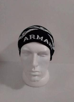 Нова гарна  подвійна шапка з принтом armani напів обхват голови 20-24см висота 16 см