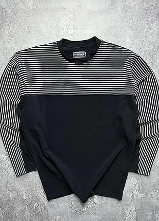 Vintage винтажный свитшот versace версаче big logo striped в полоску size xl размер хл