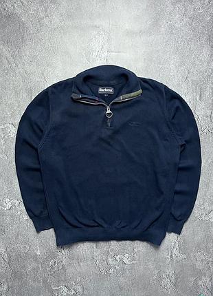 Vintage винтажный шерстяной свитер 1/4 zip barbour барбур big logo check в клетку size l размер л