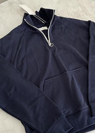 Чоловічий 1/3 зіп світшот zara, нова бавовняна кофта з коміром зара