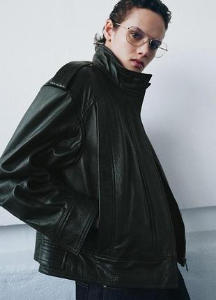 Куртка-бомбер из 100% кожи limited edition от zara