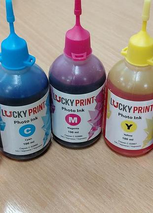 Комплект водорастворимых чернил и жидкости для промывки бренда lucky print photo ink для струйных принтеров и моспов canon