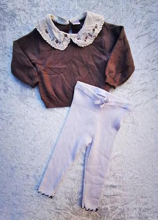 Костюм для дівчаток zara теплий, коричневий з молочним