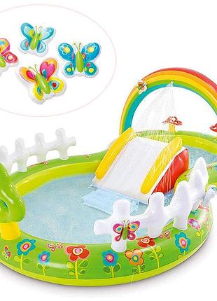 Игровой центр бассейн "мой сад" 57154 с горкой и распылителем, 290х180х104 см, от 2 лет