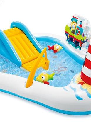 Надувной игровой центр рыбалка,бассейн с горкой, фонтаном intex 57162