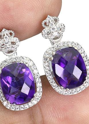 Серьги серебро 925 натуральный аметист