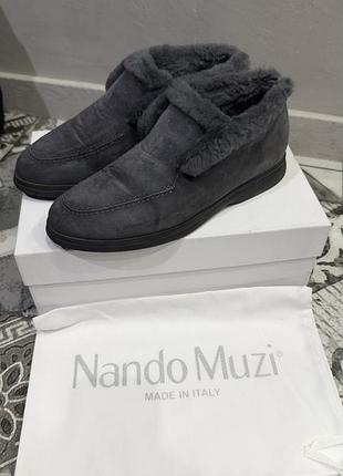 Лофери жіночі nando muzi сірі з овчиною