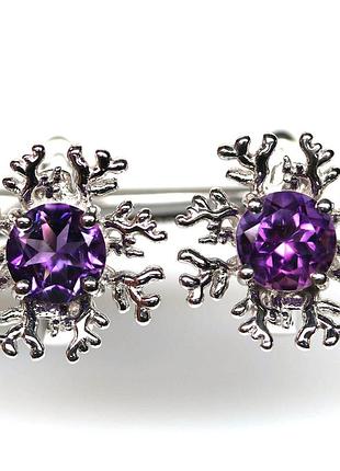 Серьги серебро 925 натуральный аметист