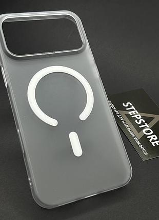 Чехол для iphone 18 pro max с magsafe матовый цветной прозрачный противоударный магнитный белый