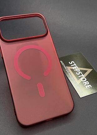 Чехол для iphone 18 pro max с magsafe матовый цветной прозрачный противоударный магнитный бордовый