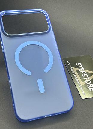 Чехол для iphone 18 pro max с magsafe матовый цветной прозрачный противоударный магнитный синий