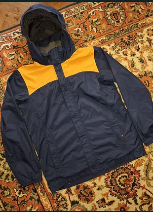 Вітровка унісекс the north face з мембраною, синьо-жовта, розмір xs-s