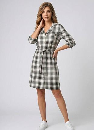 Женский халат рубашка jen из сатина в клетку 2xl