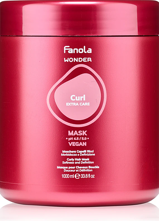 Професійна маска для м'якості та пружності в'юнкого волосся fanola wonder curl mask 1000 мл