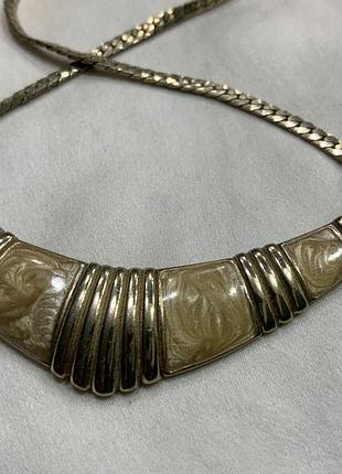 ✨🐚🌙 винтажный колье-воротник с бежево-перламутровой эмалью 1980 vintage cream enamel collar necale / modernist style