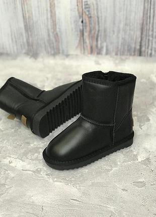 Угги itts зимние кожаные черные