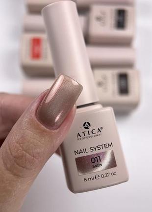 Гель-лак atica satin cat's eye sc11, 8 мл - магнітний гель-лак «котяче око», бежевий