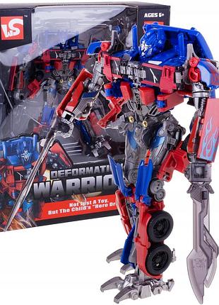 Трансформер оптимус прайм optimus prime 18 см, робот с подвижными конечностями, 2 мечами и сменной головой