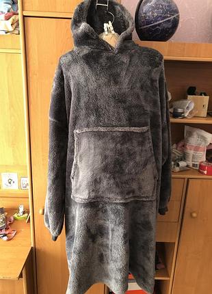 Меховушка, плюшева туника, довга, кофта, худи, 2-3xl. ohs. слип, пижама.