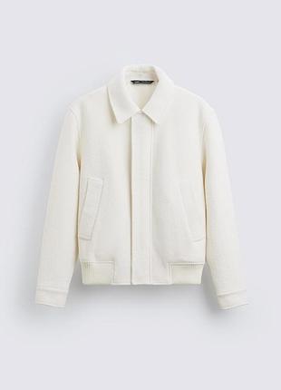 Чоловічий жакет букле zara з натуральною шерстю в молочному кольорі