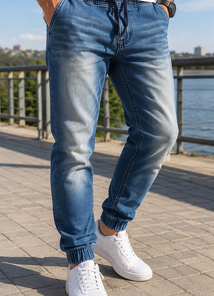 Мужские джинсы-джоггеры esmara синие m 48 w34 slim fit