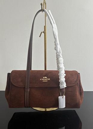 Сумка жіноча coach коричнева з натуральної шкіри