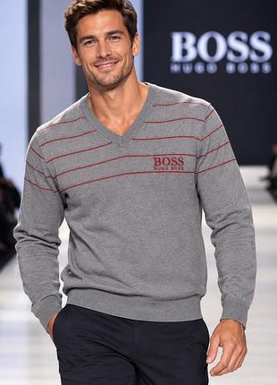 Чоловічий джемпер boss hugo boss сірий m бавовна