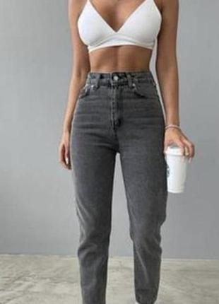 🌿 серые джинсы mom от topshop, p.s/m