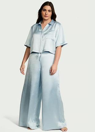Сатинова піжама luxe satin boxy cropped long pajama set victoria's secret