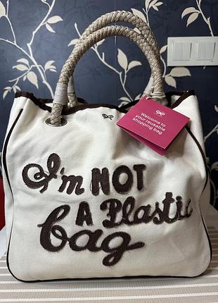 Колекційна сумка тоут anya hindmarch «i'm not a plastic bag» (оригінал