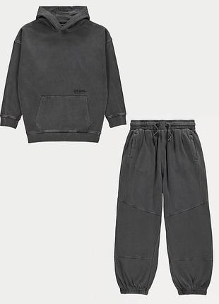 Комплект худи charcoal orgnl washed и спортивные штаны с манжетами george 7258, 6940