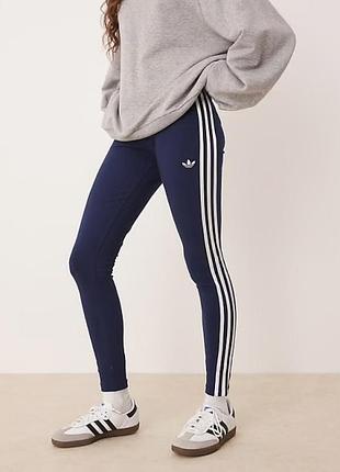 Лосини для дівчаток adidas темно-сині з лампасами на 9-10 років