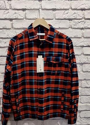 Чоловіча куртка-рубашка zara overshirt | оверсайз | клітинка| розмір м