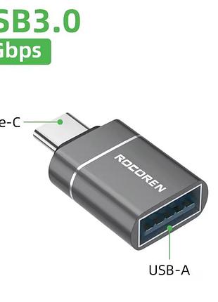Адаптер rocoren otg usb3.0 adaptor usb-a на type-c 3a 5gbps арт. 09173
