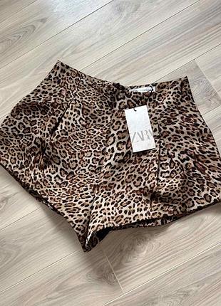 Ексклюзив! леопардові мега стильні шорти zara із високою посадкою. привезені з португалії.