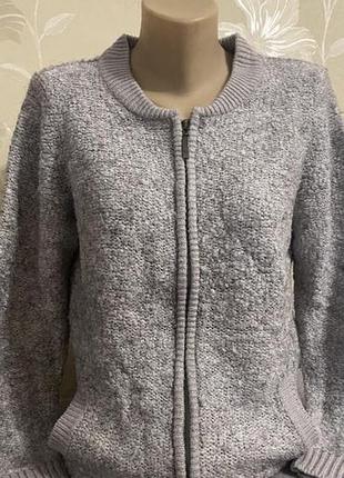 Сірий в'язаний кардиган на блискавці gina (розмір 42 / xl)