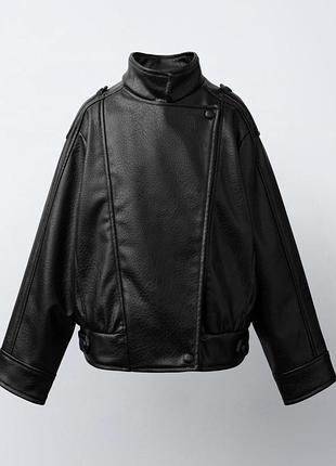 Новинка! стильна осіння/демісезона шкіряна куртка-косуха zara для дівчинки.