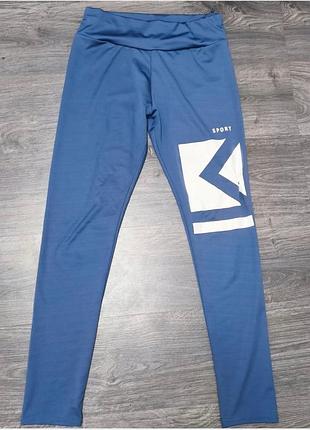 Лосіни жіночі сині з принтом sport розмір l/xl