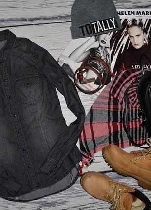 S фірмова дуже незвичайна жіноча джинсова сорочка чорна vero moda
