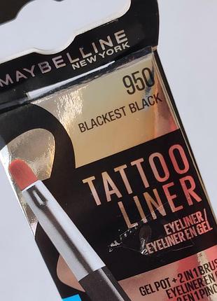 Гелева підводка для очей maybelline tattoo liner #950 blackest black нова