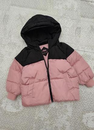 Куртка дитяча zara для дівчинки рожева з чорним 3-4 роки (104 см)