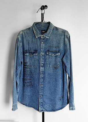 Джинсова сорочка zara men`s shirt