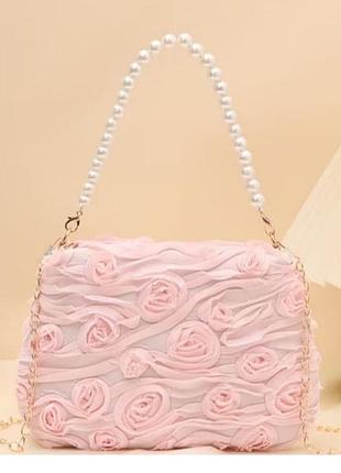 Праздничная сумочка, клатч, на выпуск, свадьбы и другие праздники с 3д розами