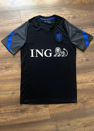 Чорна тренувальна футболка nike m-l нідерланды knvb ing оригінал dri-fit netherlands драйфіт найк спортивна ігрова футбольна