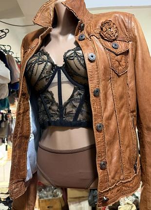 Milestone billie шкіряна куртка 34/it 40 гірчична натуральна шкіра vintage distressed байкерська 2025 🌹 оригінал