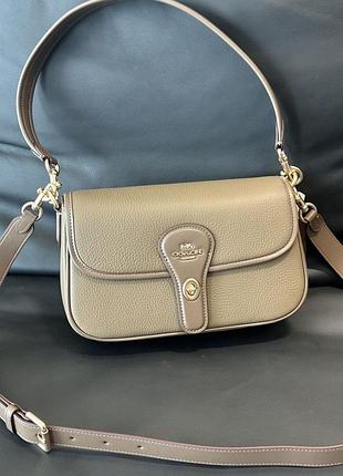 Сумка жіноча coach бежева з натуральної шкіри