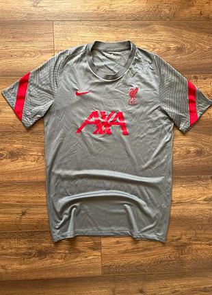 Мужская тренировочная футболка nike m леверпуль lfc dri-fit серая liverpool драйфит найк футбольная спортивная игровая