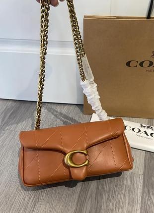 Сумка жіноча coach quilted tabby з натуральної шкіри коричнева